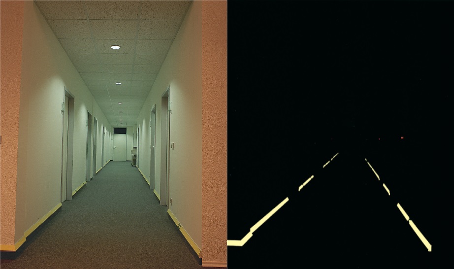 Lighted hallway/darkened hallway comparison