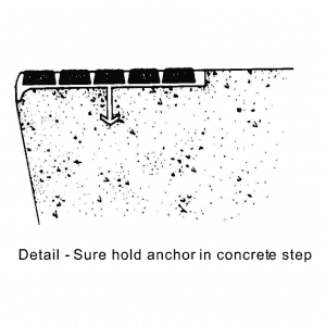 Construction drawing - Side view in concrete step