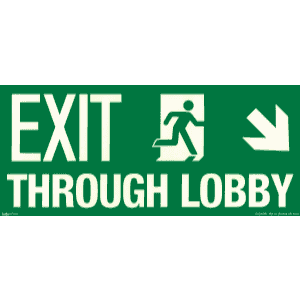 15.US3550R Exit Through Lobby Sign, Down and Right